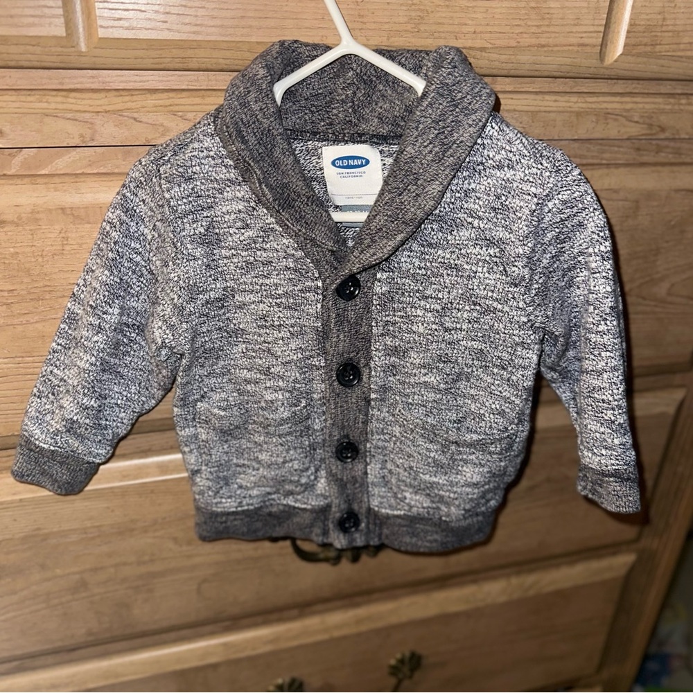 {4for$20} Old Navy Charcoal Knit Button Up Coat / Jacket for Kids 12-18 Months